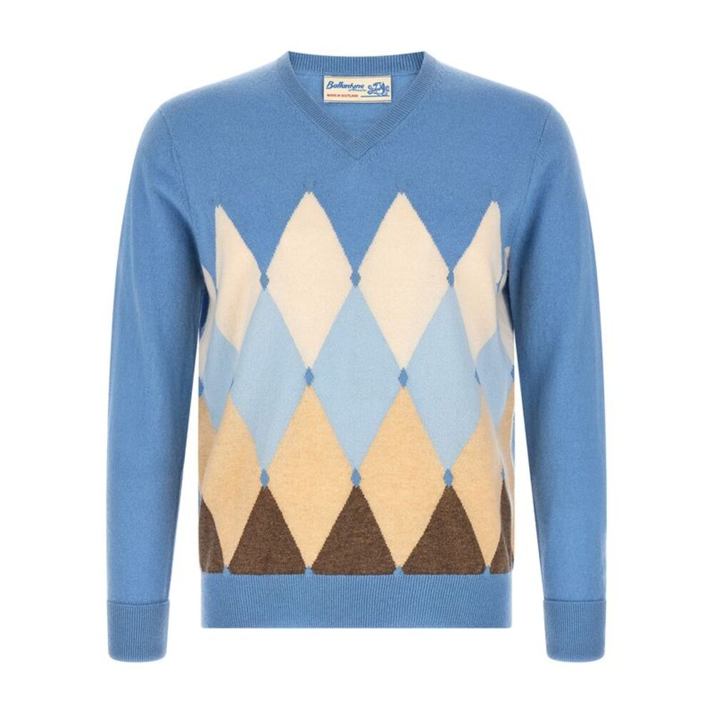 Ballantyne Blue Cashmere Men's Cardigan